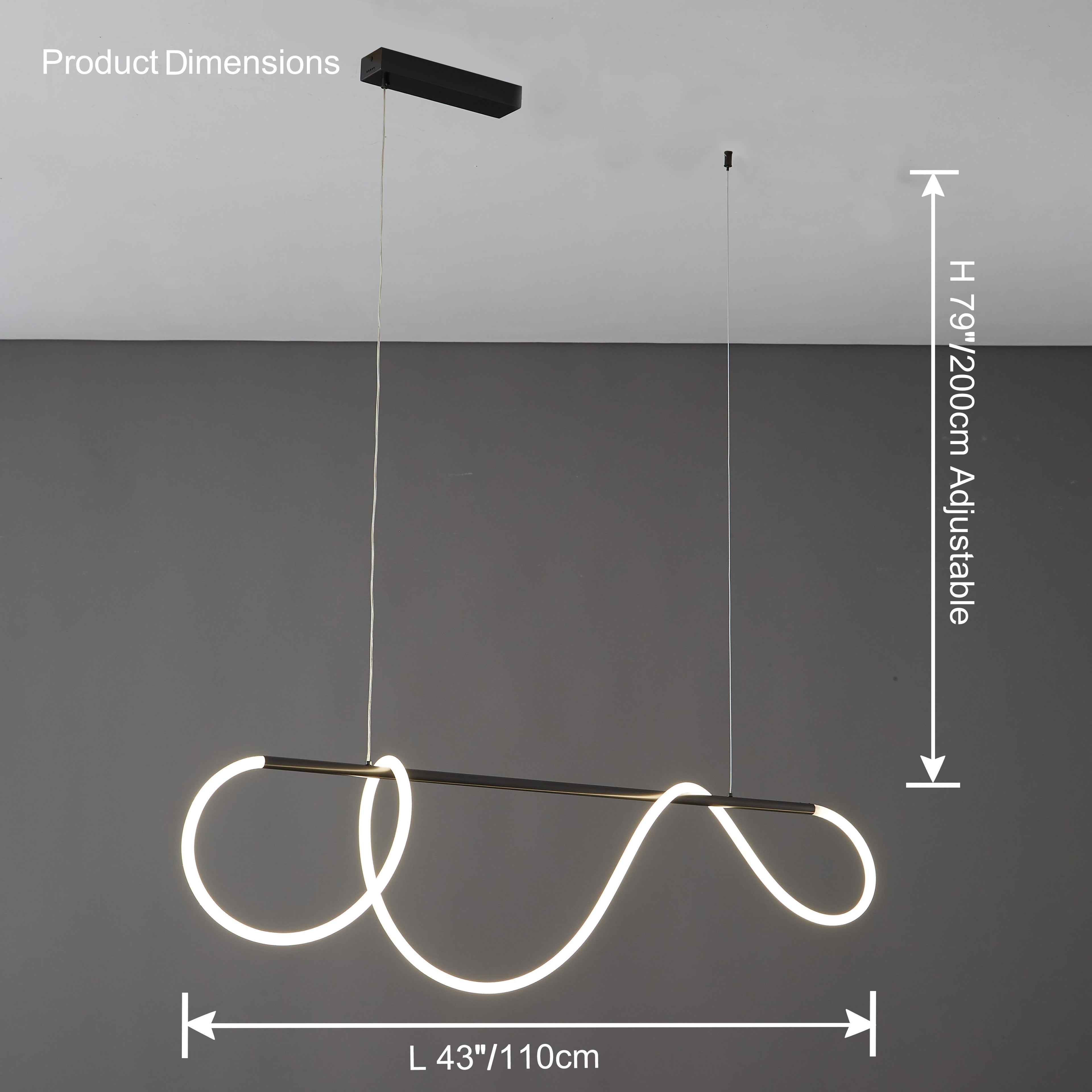 LED Linear Brass Chandelier | Dimmable. Damp Rated & Adjustable Height for Dining Room and Living Spaces