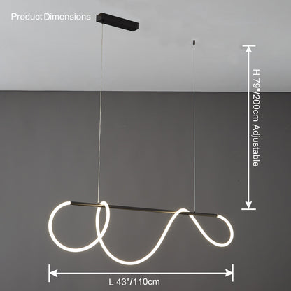 LED Linear Brass Chandelier | Dimmable. Damp Rated & Adjustable Height for Dining Room and Living Spaces