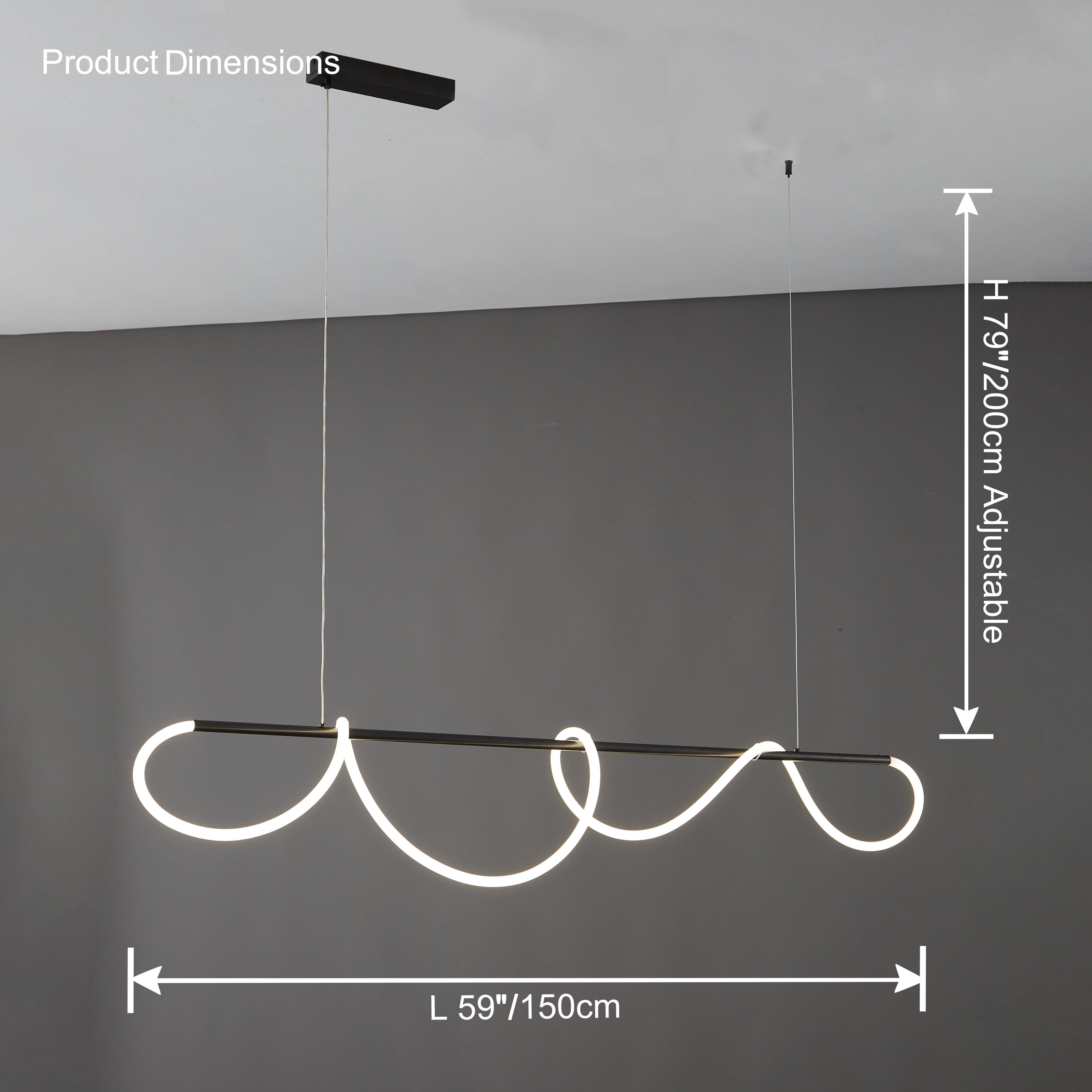 LED Linear Brass Chandelier | Dimmable. Damp Rated & Adjustable Height for Dining Room and Living Spaces