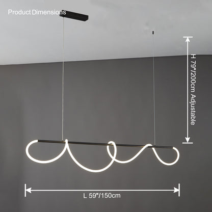 LED Linear Brass Chandelier | Dimmable. Damp Rated & Adjustable Height for Dining Room and Living Spaces