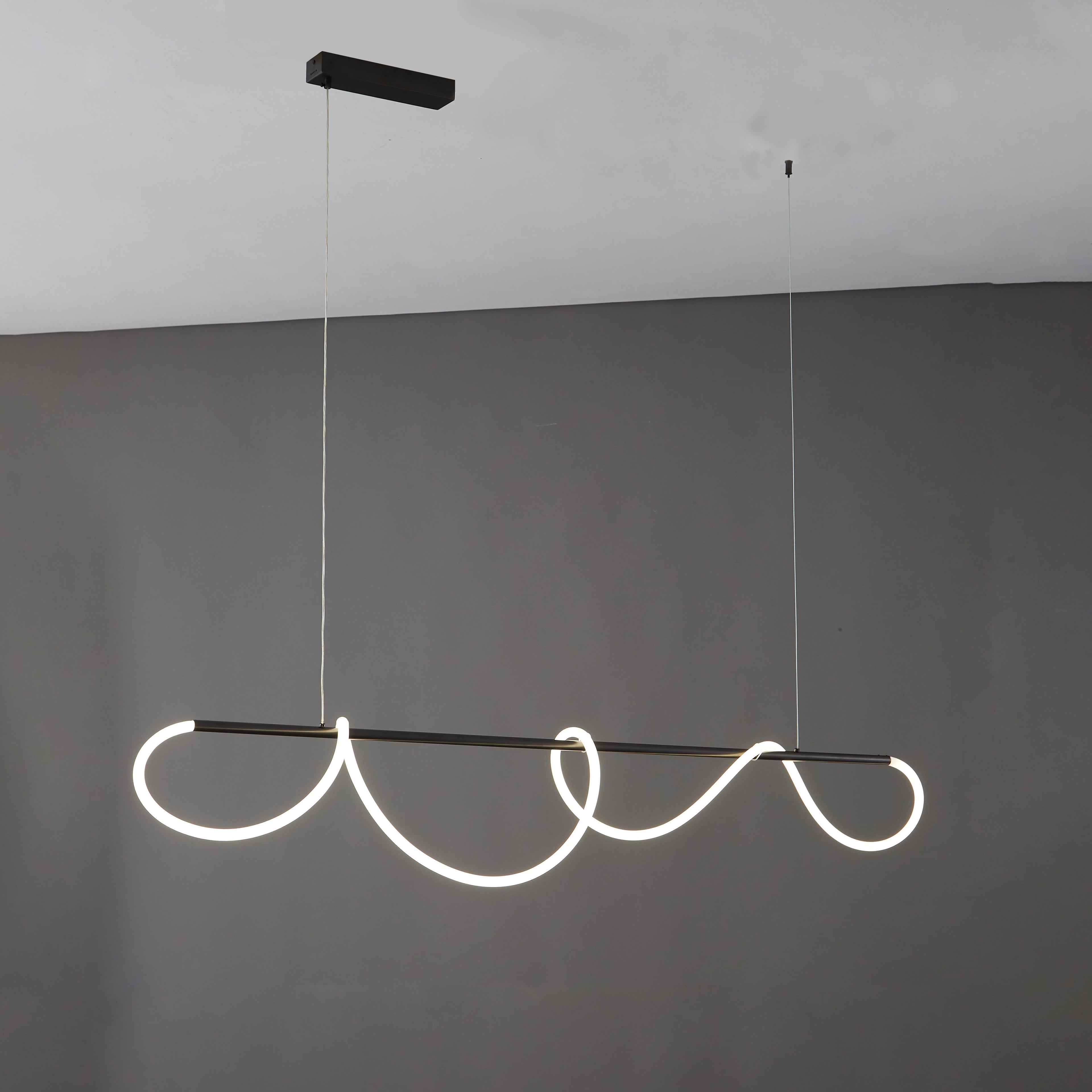 LED Linear Brass Chandelier | Dimmable. Damp Rated & Adjustable Height for Dining Room and Living Spaces