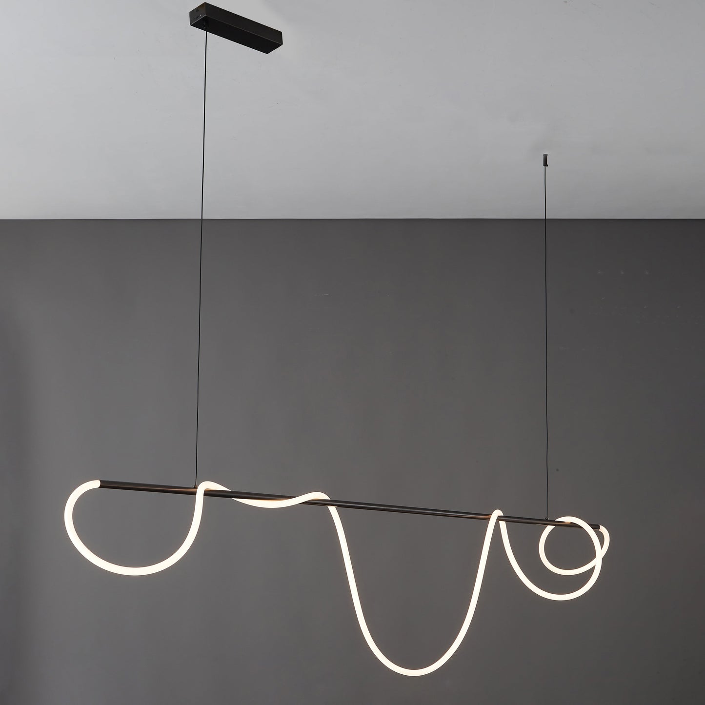 LED Linear Brass Chandelier | Dimmable. Damp Rated & Adjustable Height for Dining Room and Living Spaces