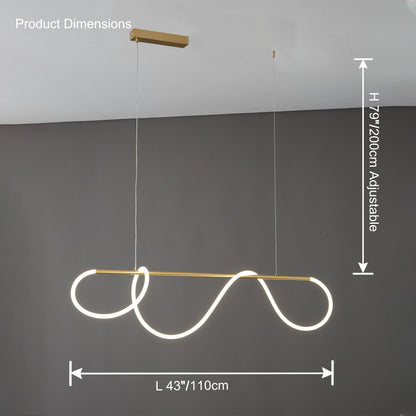 LED Linear Brass Chandelier | Dimmable. Damp Rated & Adjustable Height for Dining Room and Living Spaces