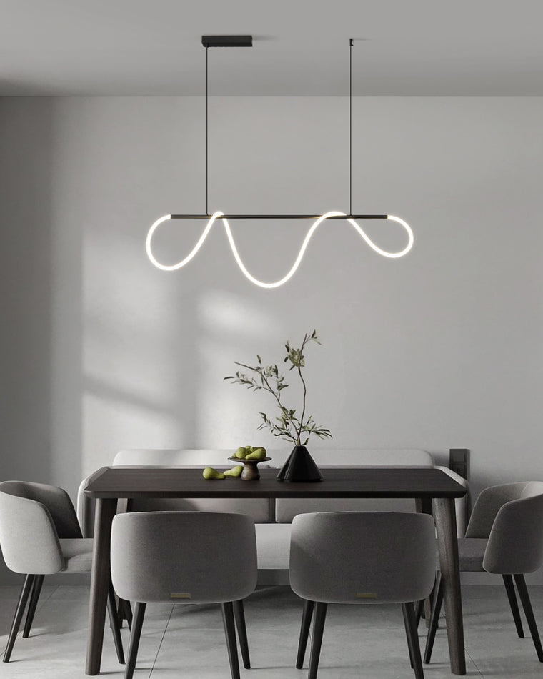 LED Linear Brass Chandelier | Dimmable. Damp Rated & Adjustable Height for Dining Room and Living Spaces