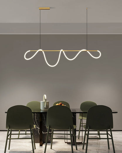 LED Linear Brass Chandelier | Dimmable. Damp Rated & Adjustable Height for Dining Room and Living Spaces