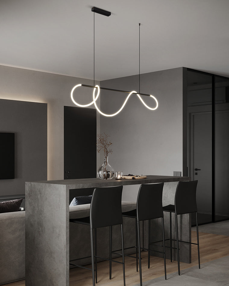 LED Linear Brass Chandelier | Dimmable. Damp Rated & Adjustable Height for Dining Room and Living Spaces