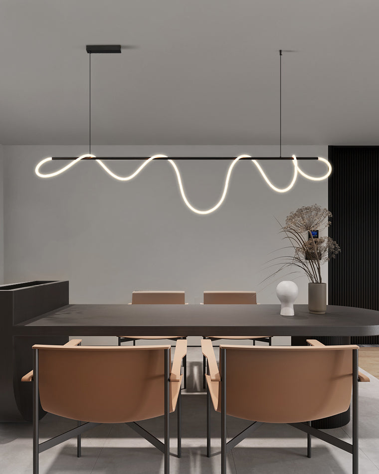 LED Linear Brass Chandelier | Dimmable. Damp Rated & Adjustable Height for Dining Room and Living Spaces