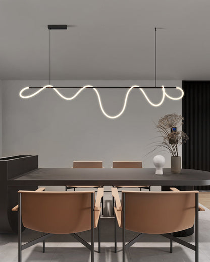 LED Linear Brass Chandelier | Dimmable. Damp Rated & Adjustable Height for Dining Room and Living Spaces