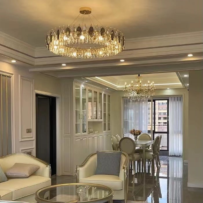 K9 Crystal Chandelier Light Fixture - Modern Hanging Pendant for Dining Room & Living Room Decor
