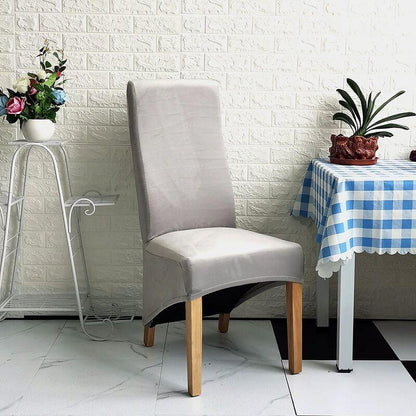 Stretch Velvet XL Size Dining Chair Covers x4 | Soft. Stretchable & Non-Slip for Home Dining Room Decoration