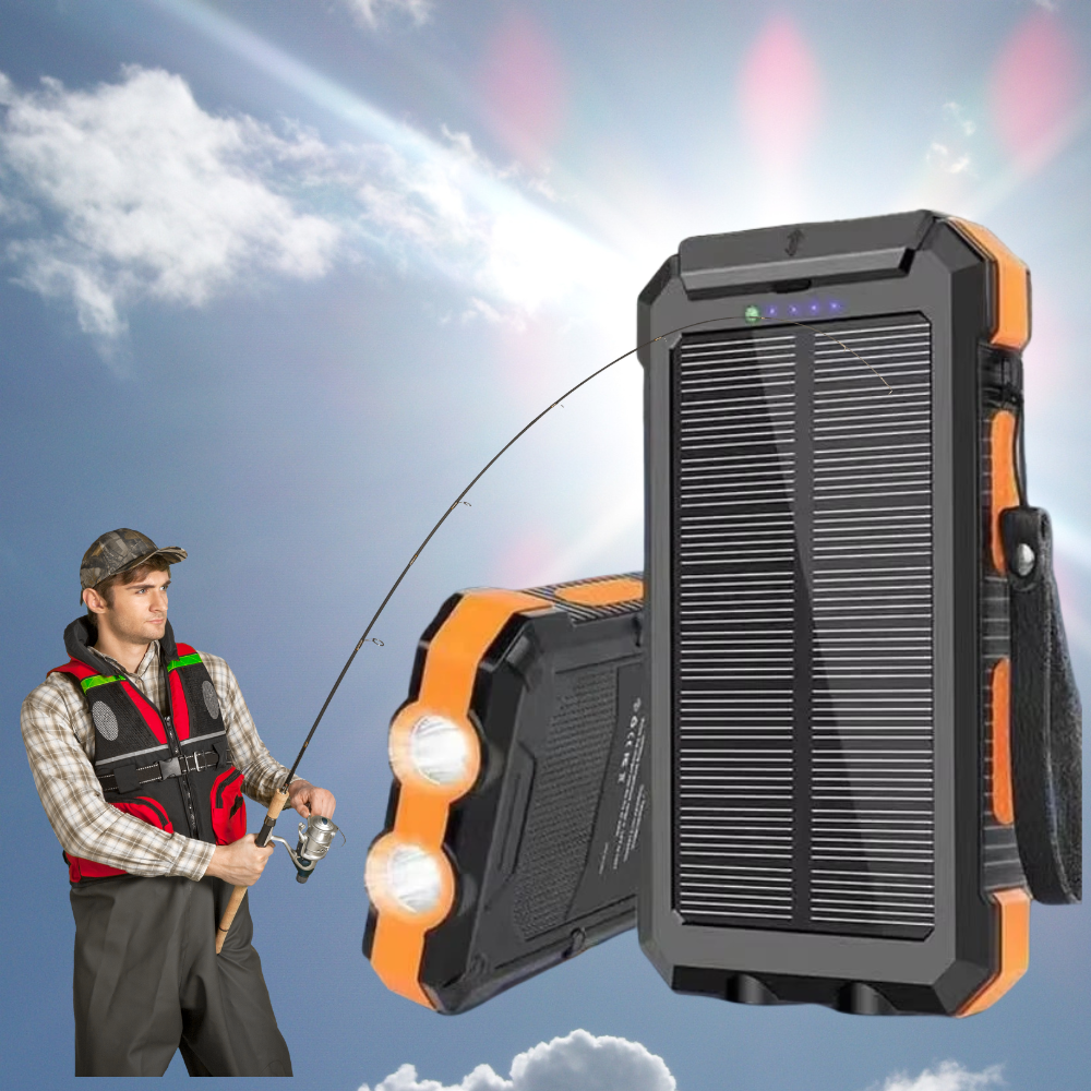 Fishing Power Bank 50000 mah Waterproof Solar Charger | Fishing Battery Pack with USB-C Fast Charging & LED Light