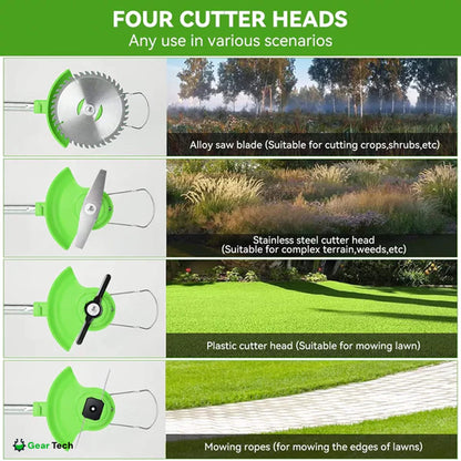 24V Cordless Grass Trimmer | 4-in-1 Adjustable Cutting Head & Powerful Battery for Residential Lawn Care