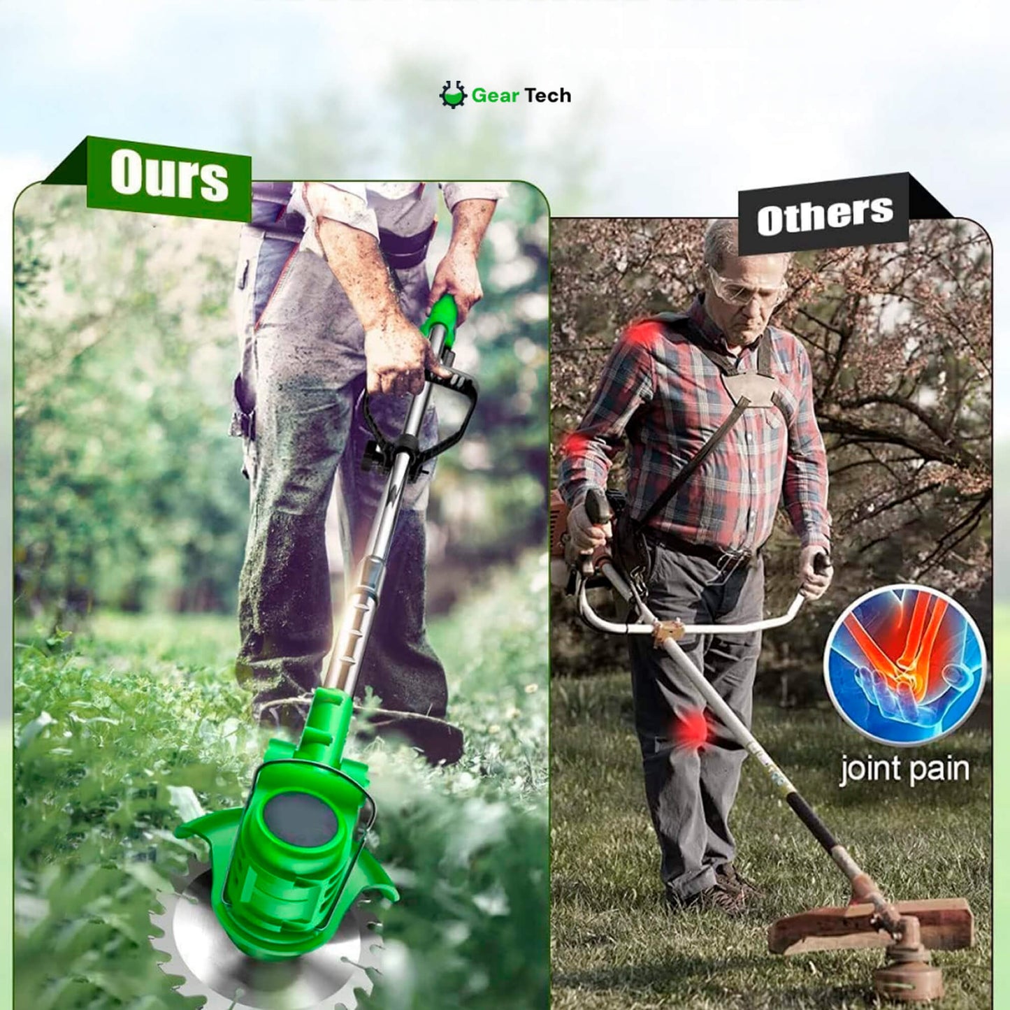 24V Cordless Grass Trimmer | 4-in-1 Adjustable Cutting Head & Powerful Battery for Residential Lawn Care