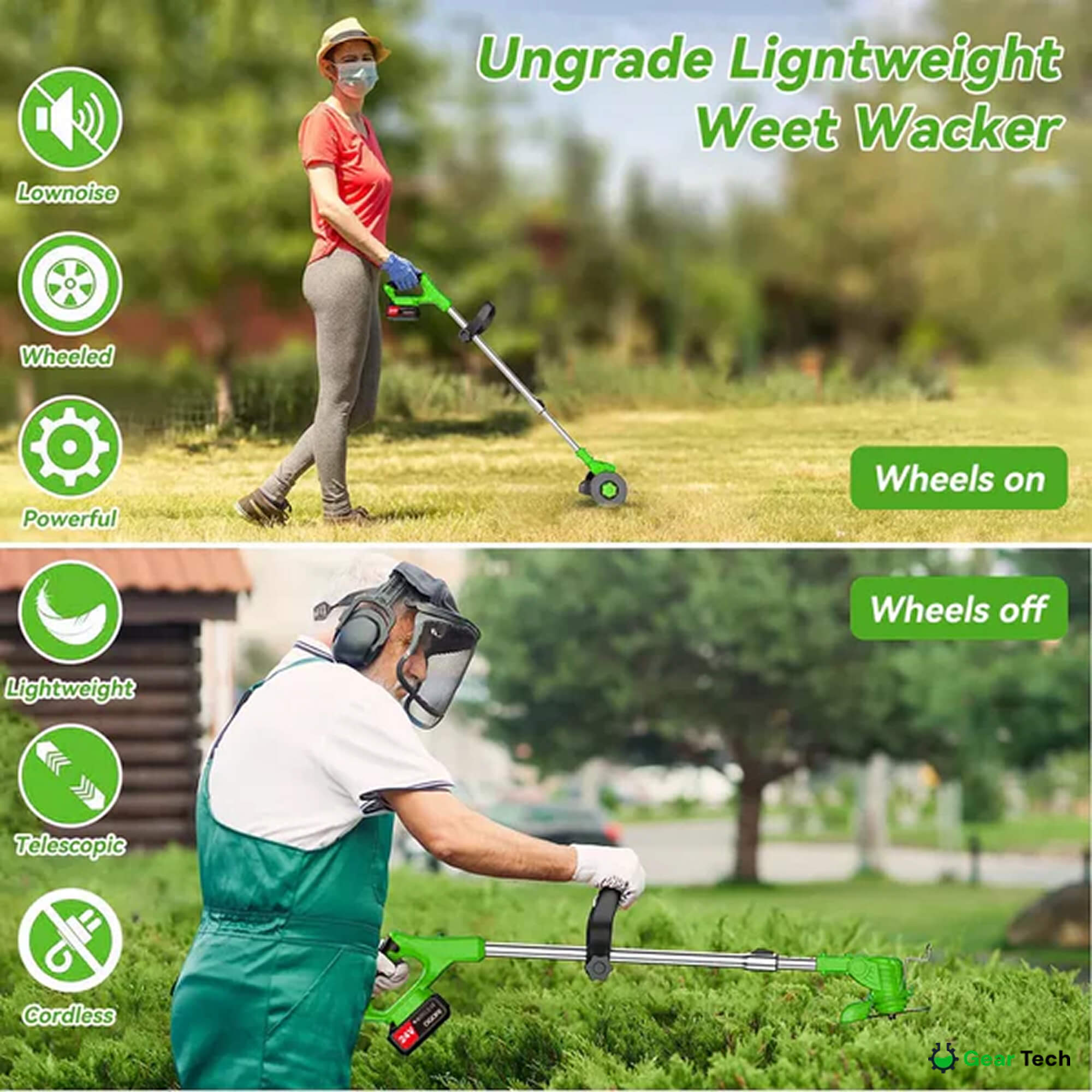 24V Cordless Grass Trimmer | 4-in-1 Adjustable Cutting Head & Powerful Battery for Residential Lawn Care