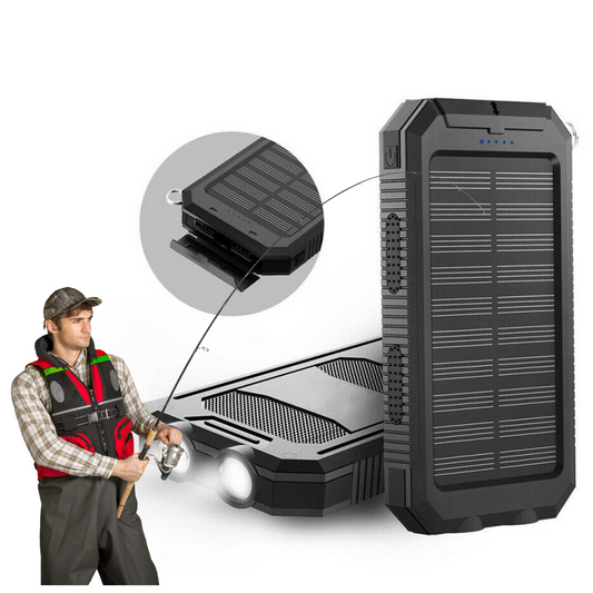 Fishing Power Bank 50000 mah Waterproof Solar Charger | Fishing Battery Pack with USB-C Fast Charging & LED Light