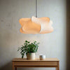 Image of Japanese Silk Pendant Light in Wabi Sabi Style for Home Decor & Ambient Lighting