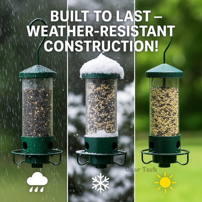 Squirrel Proof Bird Feeder | Heavy-Duty Metal, Multi-Feeding Ports & Ideal for Backyard Birdwatching