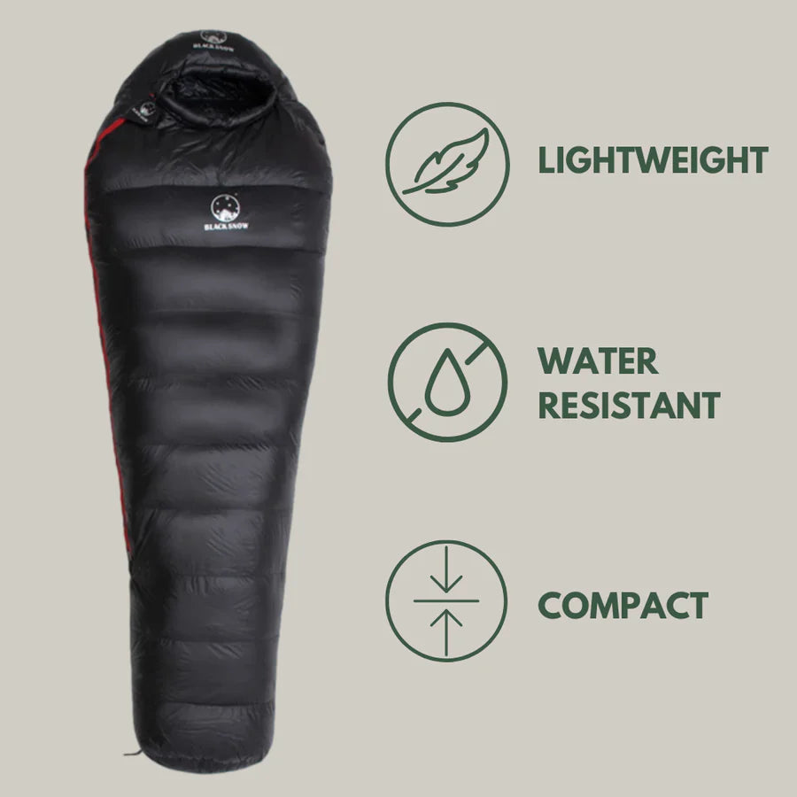 Winter Sleeping Bag – Down Insulated 400T Ripstop Nylon | Extra Warm 30 °C Bag for Cold Weather Camping