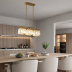 Modern Art Deco Glass Kitchen Island Lamps | Adjustable Height. 3-4 Lights & Ideal for Dining Room and Kitchen Lighting