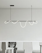 LED Linear Brass Chandelier | Dimmable. Damp Rated & Adjustable Height for Dining Room and Living Spaces