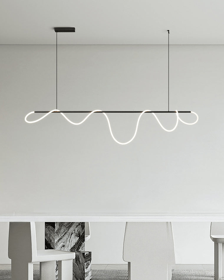 LED Linear Brass Chandelier | Dimmable. Damp Rated & Adjustable Height for Dining Room and Living Spaces