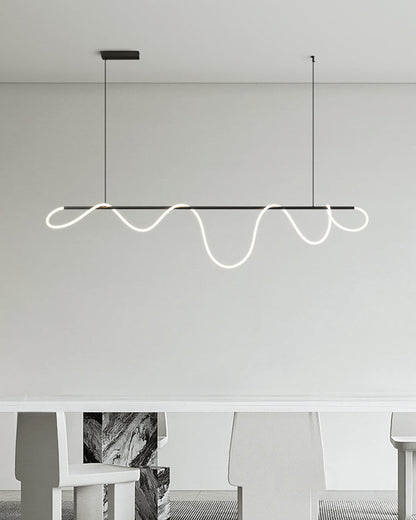 LED Linear Brass Chandelier | Dimmable. Damp Rated & Adjustable Height for Dining Room and Living Spaces