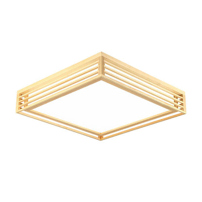 LED Flush Mount Ceiling Light | Modern Wood & Acrylic Design with Dimmable Color Temperatures for Low Ceilings & Various Rooms