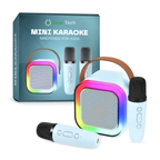 Mini Karaoke Machine for Kids | Portable Bluetooth Speaker with 2 Microphones, Voice Changer & LED Lights for Family Fun