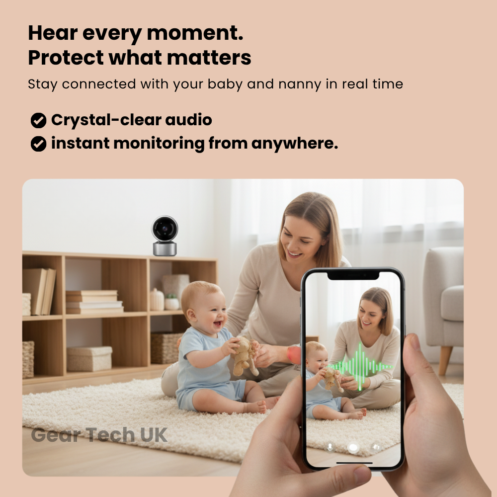 Nanny Cam With Audio | Wireless Baby Monitor Nanny Camera With 2-Way Talk, Night Vision & Alerts