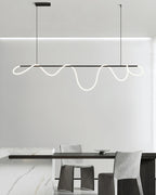 LED Linear Brass Chandelier | Dimmable. Damp Rated & Adjustable Height for Dining Room and Living Spaces