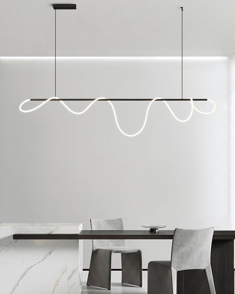 LED Linear Brass Chandelier | Dimmable. Damp Rated & Adjustable Height for Dining Room and Living Spaces