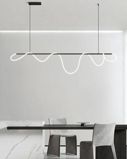 LED Linear Brass Chandelier | Dimmable. Damp Rated & Adjustable Height for Dining Room and Living Spaces