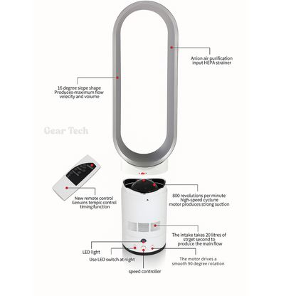 16 Inch Bladeless Fan With Remote Control