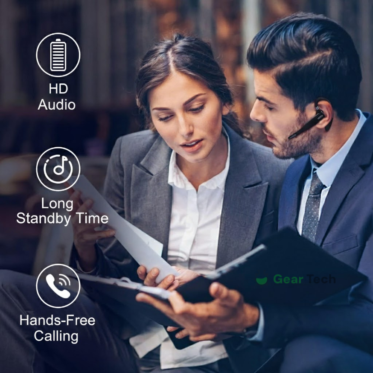 Bluetooth 5.1 Noise Cancelling Headset | Dual Mic, Ergonomic Design & Hands-Free Calling for Professionals