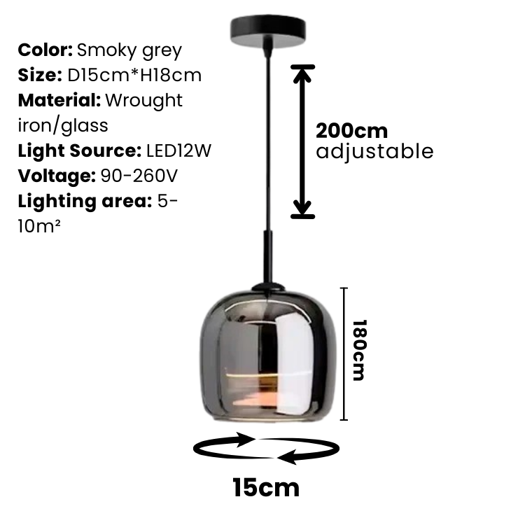 Nordic Black Glass Pendant Light Fixture - Modern Hanging Lamp for Kitchen Island & Dining Room