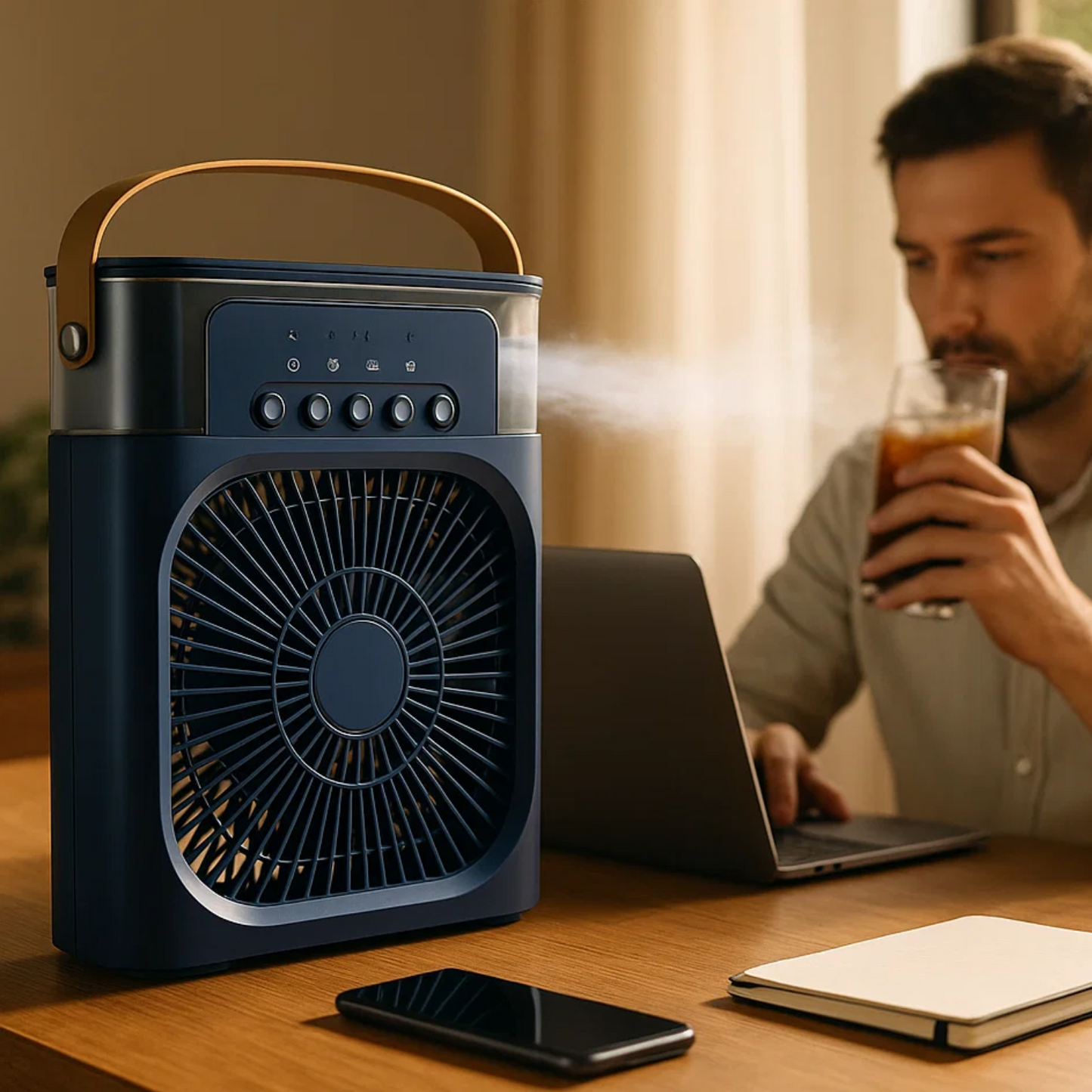 3-in-1 Air Cooler Humidifier | Portable, Adjustable Fan Speeds & Ideal for Bedrooms, Offices & Small Spaces