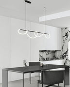 LED Linear Brass Chandelier | Dimmable. Damp Rated & Adjustable Height for Dining Room and Living Spaces