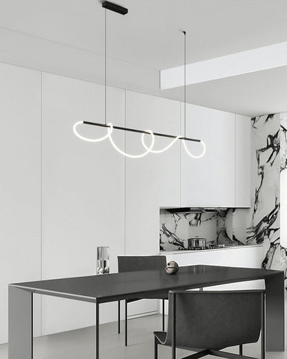 LED Linear Brass Chandelier | Dimmable. Damp Rated & Adjustable Height for Dining Room and Living Spaces