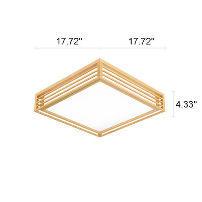 LED Flush Mount Ceiling Light | Modern Wood & Acrylic Design with Dimmable Color Temperatures for Low Ceilings & Various Rooms