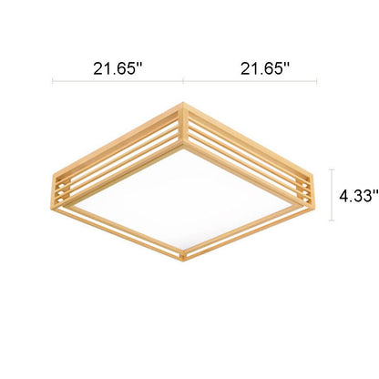 LED Flush Mount Ceiling Light | Modern Wood & Acrylic Design with Dimmable Color Temperatures for Low Ceilings & Various Rooms