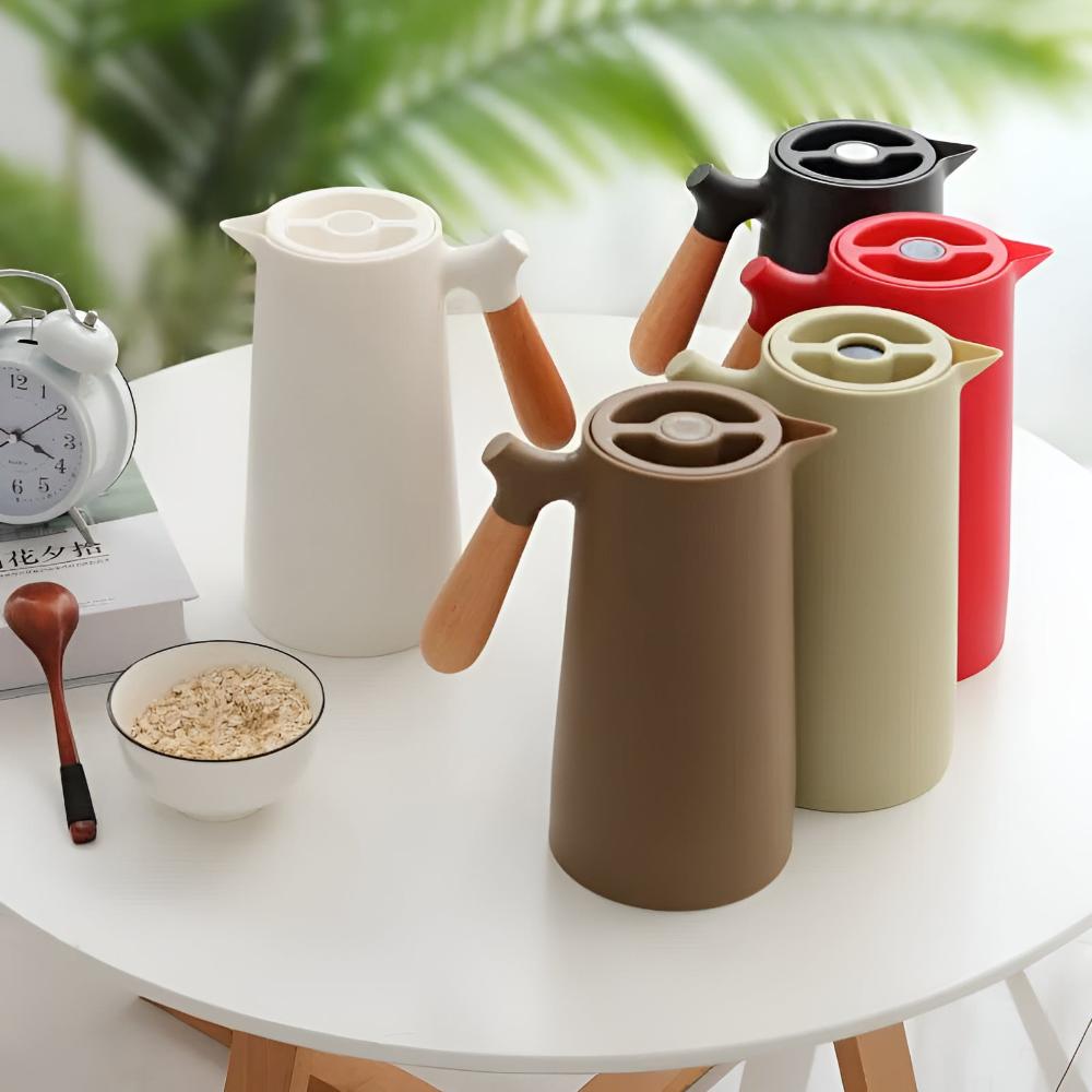 Large Tea Pot - Insulated Carafe with Wooden Handle