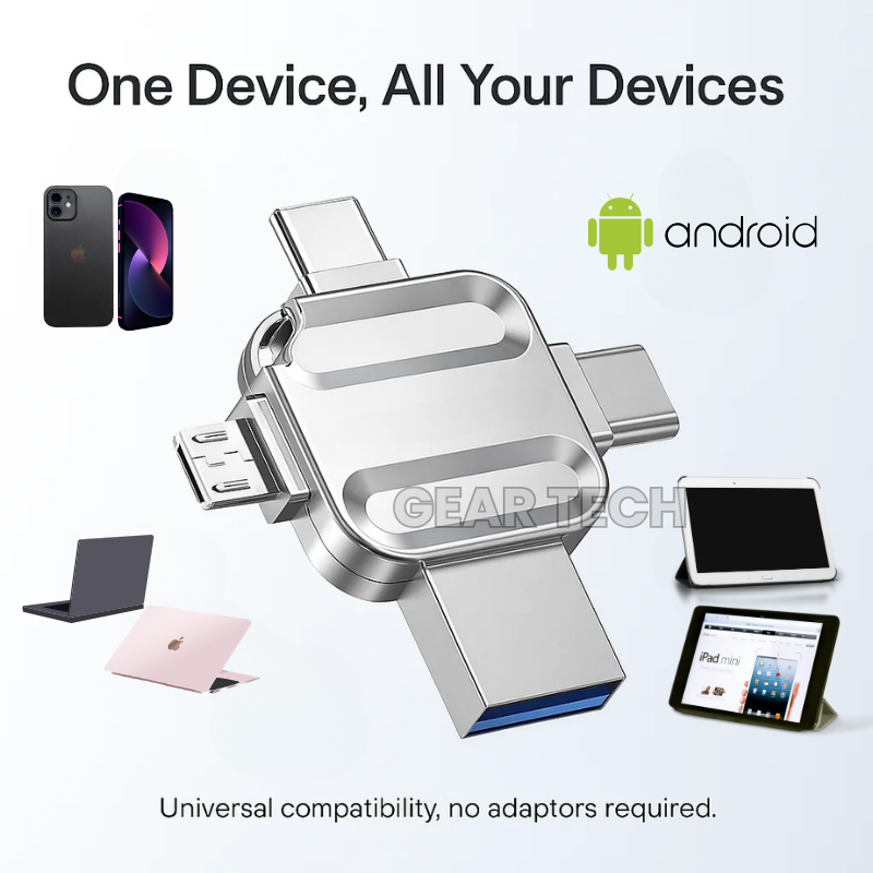 Memory Stick for Photos & Videos 64GB, 128GB, 256GB USB 3.0 Flash Drive with Type-C, Lightning & Micro USB – Best External Storage for iPhone & Android UK