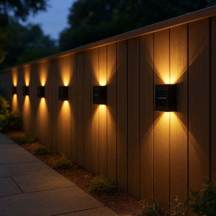Solar-Powered LED Wall Lights | Weatherproof, Automatic Operation & Ideal for Garden and Driveway Illumination