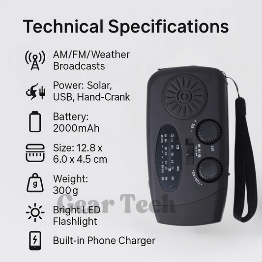 Portable Wind-Up Radio | AM/FM, Weather Broadcasts & Built-In Power Bank for Emergency Preparedness