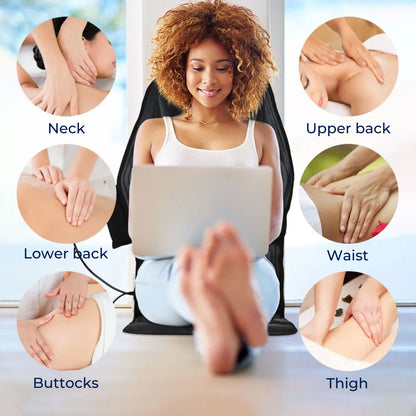Massage Chair Pad | Heated Vibration Cushion with Adjustable Lumbar Support for Home, Office & Car Use