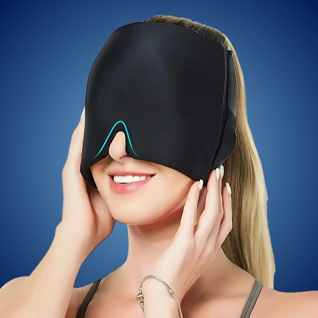 Cold Cap for Migraines – Gel Hood Headache Relief Mask with Light-Blocking Pressure Therapy