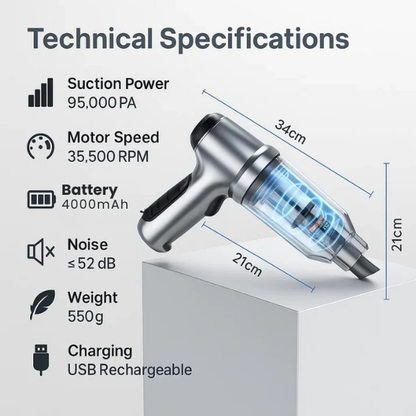 Handheld Car Vacuum Cleaner - Powerful and Compact Car Vac for Quick Cleaning