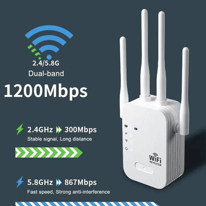 Long-Range Outdoor WiFi Booster | Dual-Band, 1200Mbps Speed for Total Coverage in Garden & Garage
