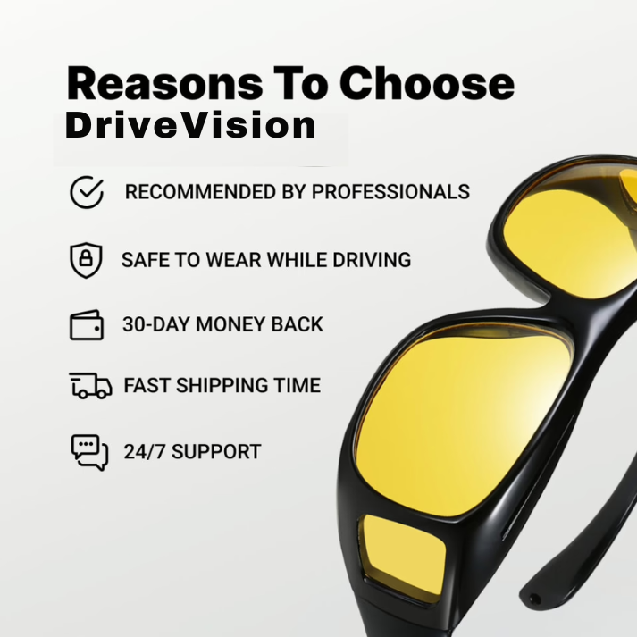 DriveVision All-In-One Driving Glasses | UV Protection, Anti-Glare & Enhanced Vision for Safe Driving in All Weather