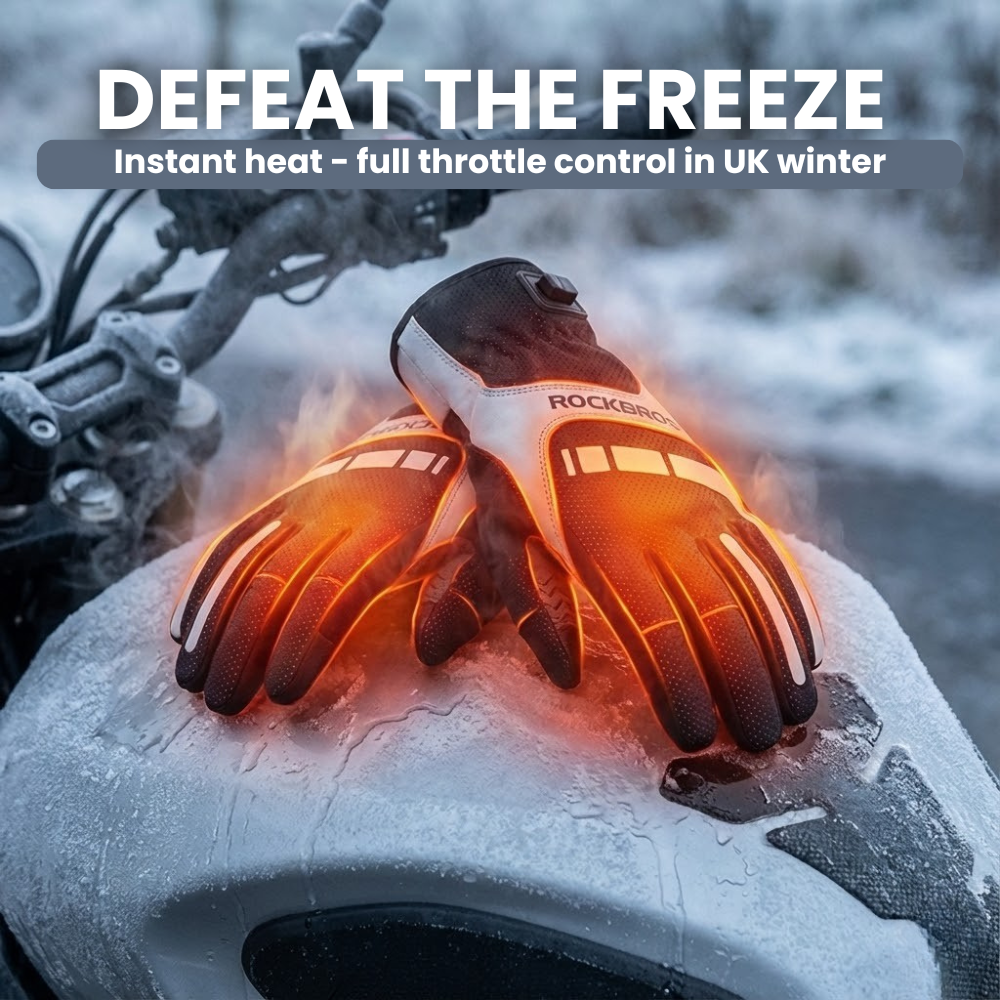 Heated Motorcycle Gloves UK – Winter Motorbike Gloves with Knuckle Protection, Visor Wiper & Touchscreen